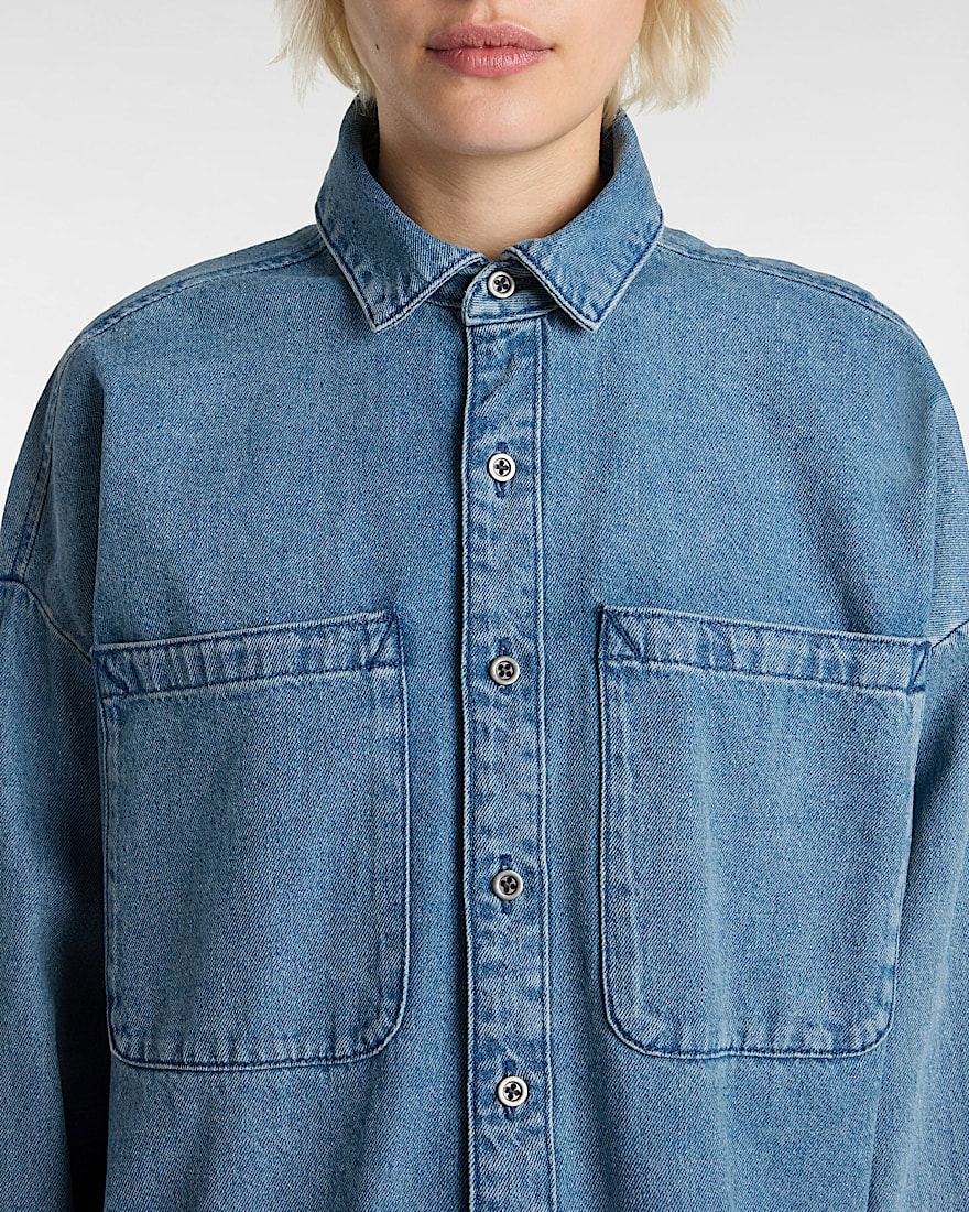 Antica Boxy Denim Long Sleeve Woven Shirt