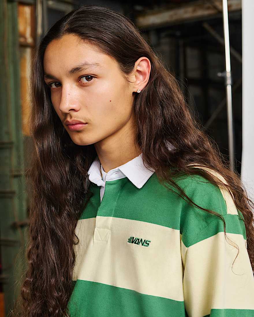 Ward Stripe Rugby Knit Polo VANS Grn ALT4