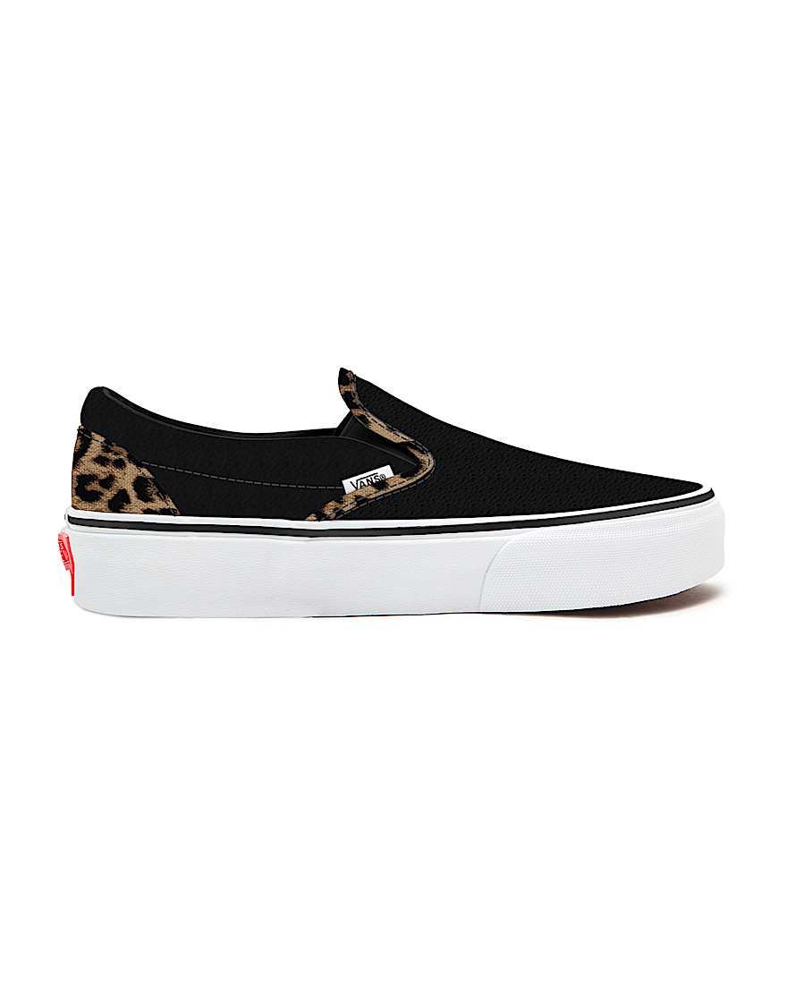Personalisierbare Black Leather Leopard SlipOn Platform VANS Schwarz ALT1