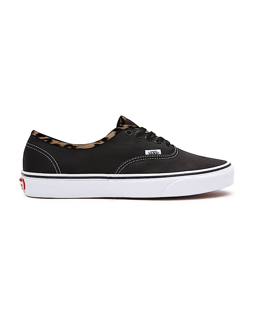 Personalisierbare Black Leather Leopard Authentic VANS Schwarz ALT1