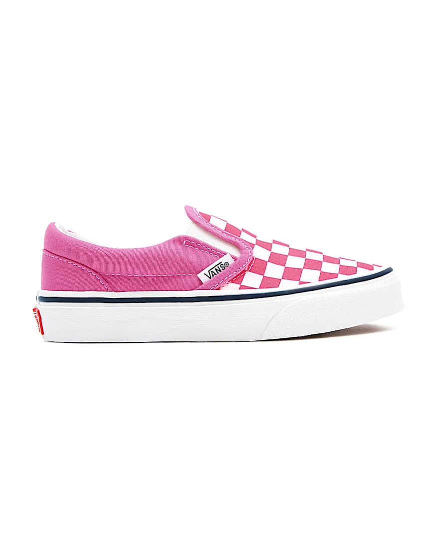 Chaussures Junior Pink Checkerboard Slip-On Personnalisées (4-8 Ans)