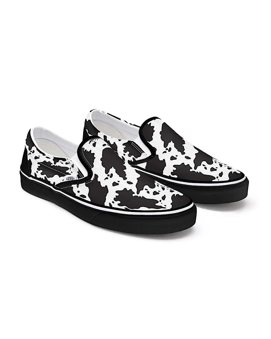 Personalisierbare Cow Print SlipOn VANS SchwarzWei HERO