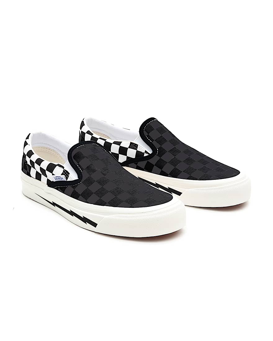Customs Checkerboard Lighting Bolt Slip-On Wide Fit - 1