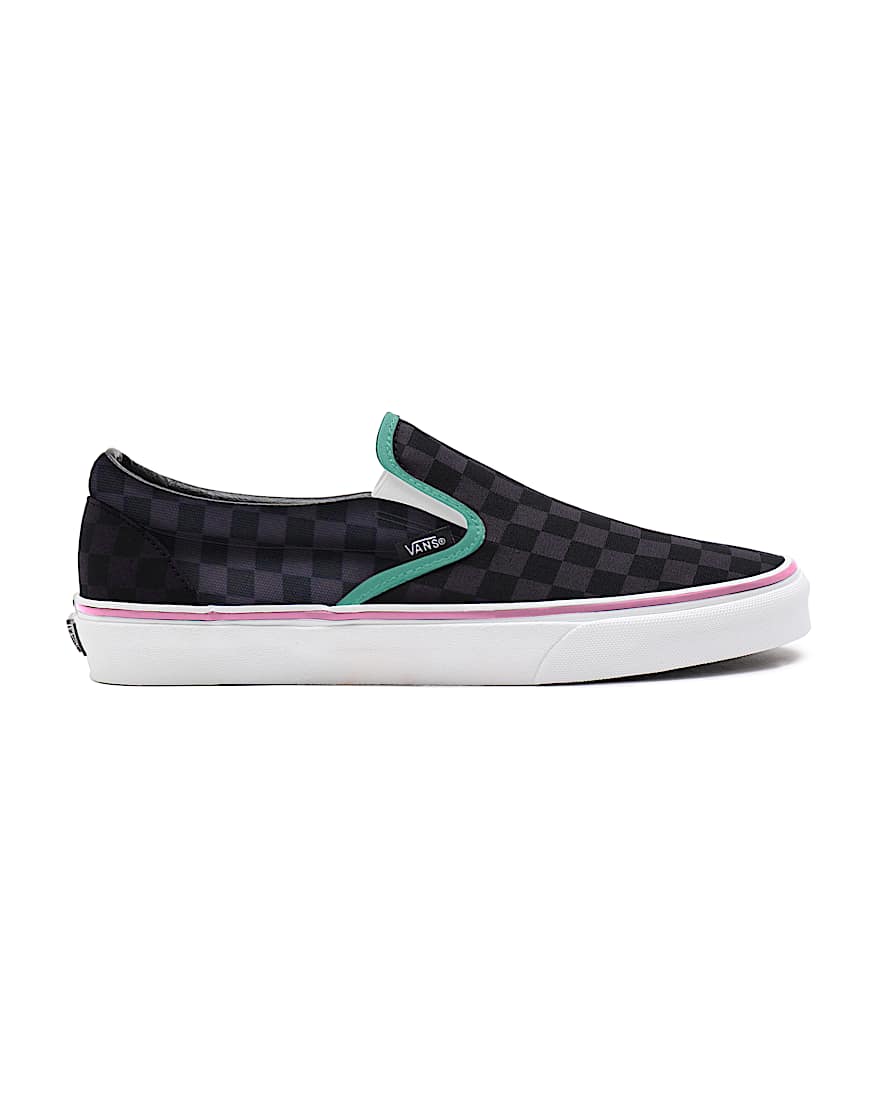 Black Checkerboard Slip-On Personalizadas Anchas
