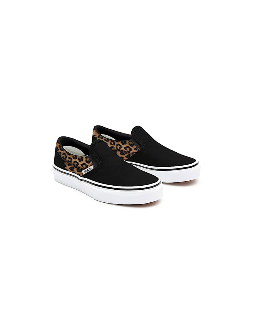 Kids Customs Black Leopard Slip-On Shoes (4-8 years) - 1
