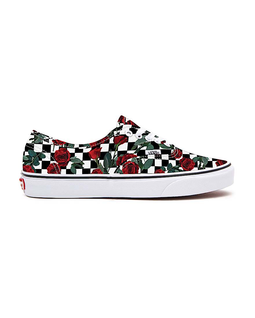 Checkerboard Roses Authentic Personalisierbare VANS SchwarzWei ALT1