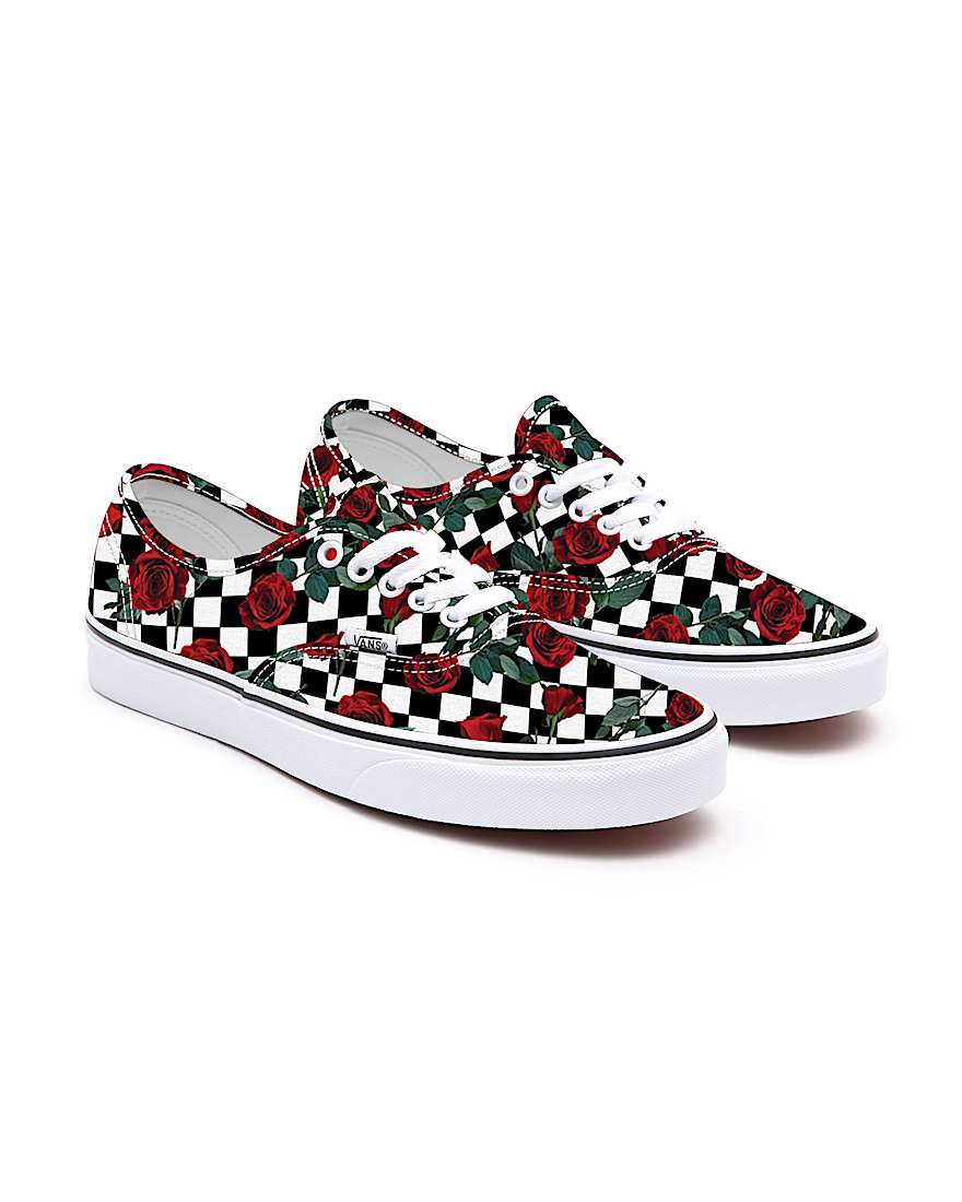 Checkerboard Roses Authentic Personalisierbare VANS SchwarzWei HERO