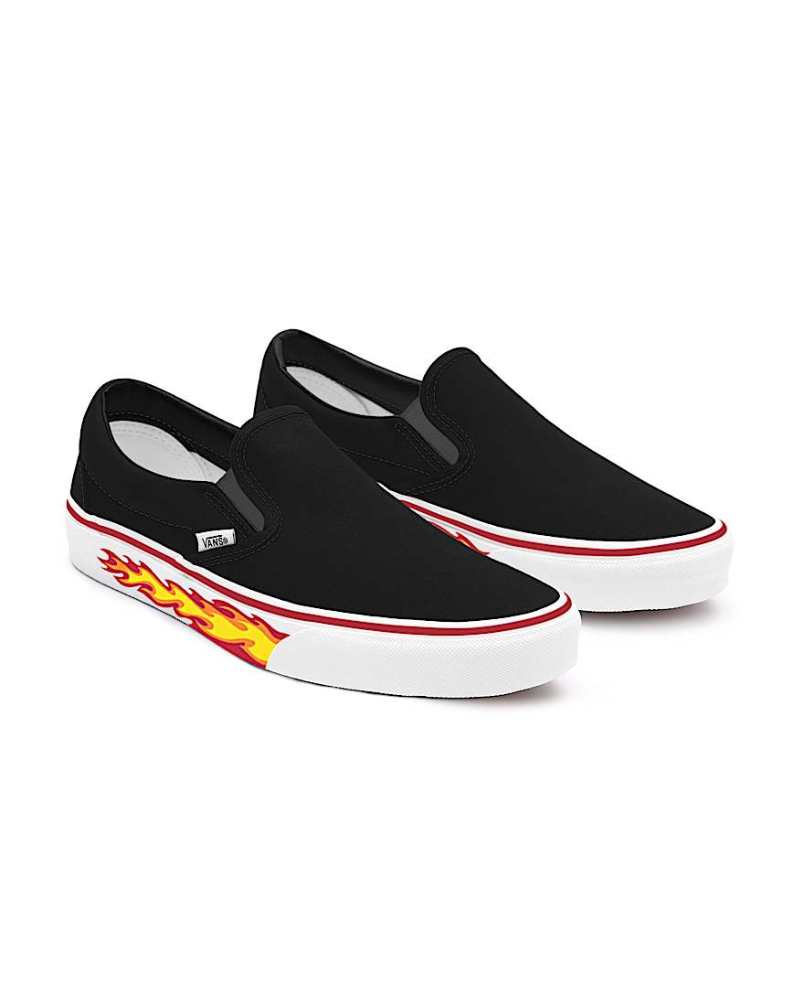 Personalisierbare Flame SlipOn mit breiter Passform VANS Schwarz HERO