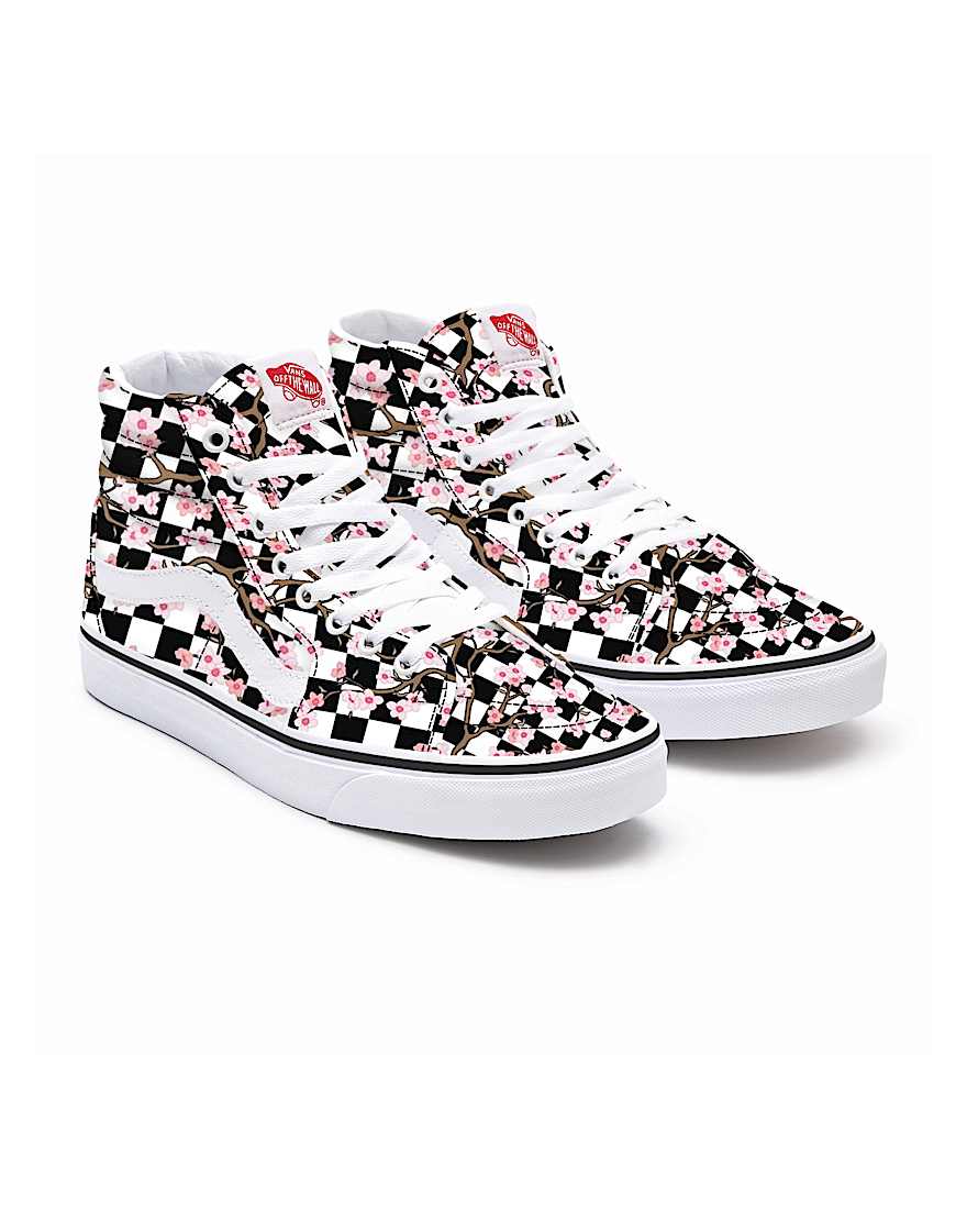 Personalisierbare Cherry Blossom Checkerboard Sk8Hi VANS Multicolour HERO