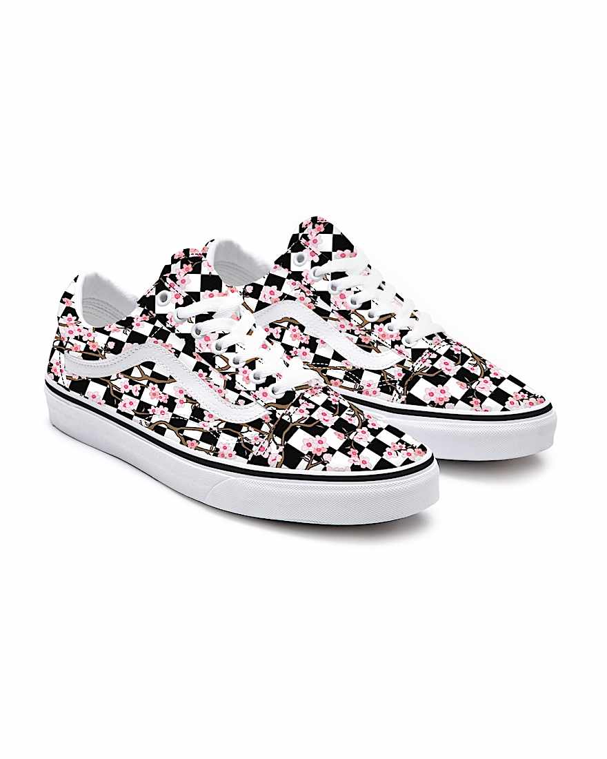 Cherry Blossom Checkerboard Old Skool Personalizadas - 1