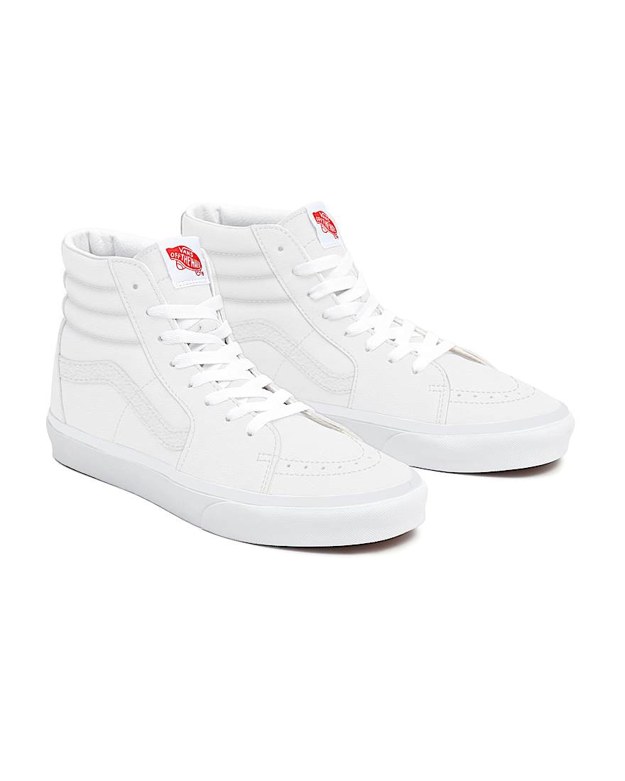 Total White Leather Sk8-Hi Personalizadas de horma ancha - 1