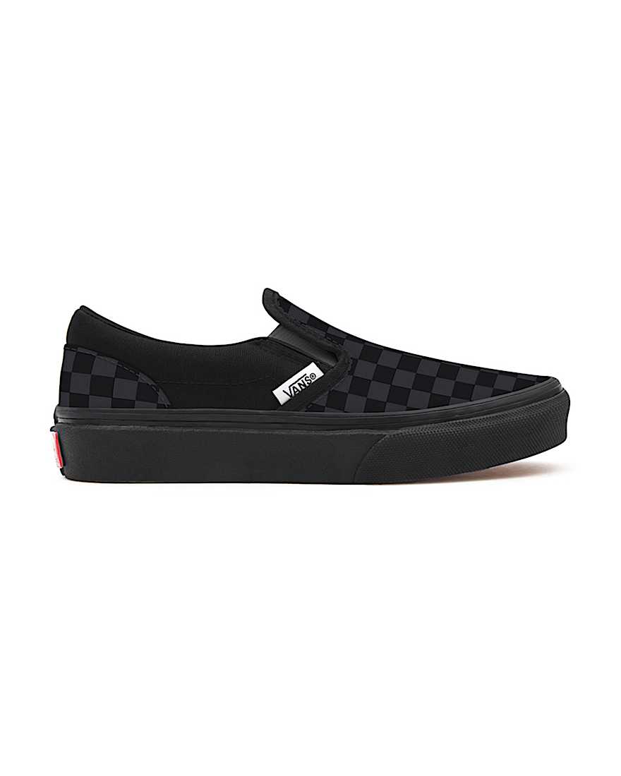 Kinder Personalisierbare Total Black Checkerboard SlipOn 48 Jahre VANS Schwarz ALT1