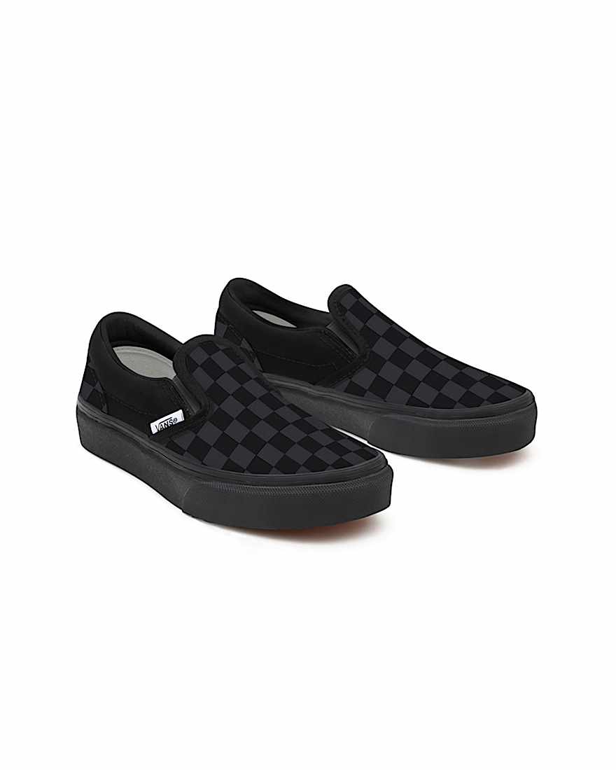 Zapatillas Junior Total Black Checkerboard Slip-On Personalizadas (4-8 años) - 1