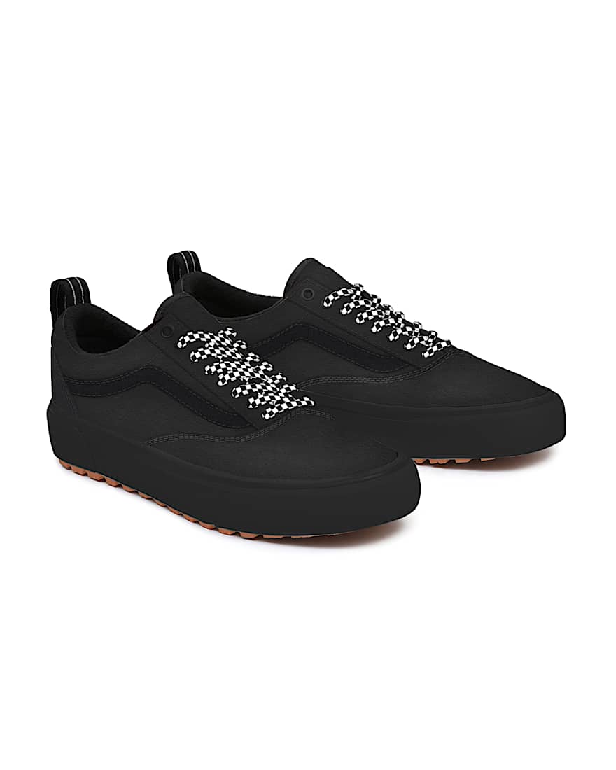 Personalisierbare Total Black Leather  Checkerboard Laces Old Skool MTE VANS Schwarz HERO