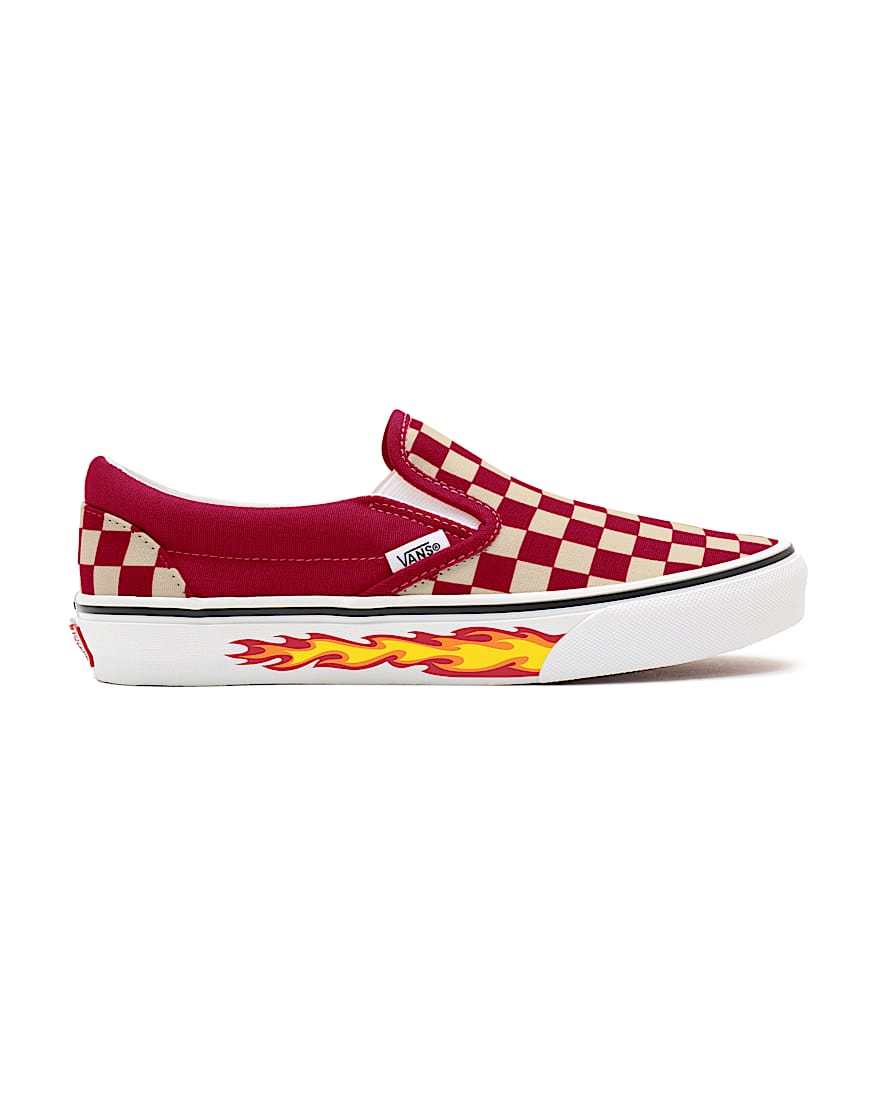 Personalisierbare Red Checkerboard Flame SlipOn VANS Rot ALT1