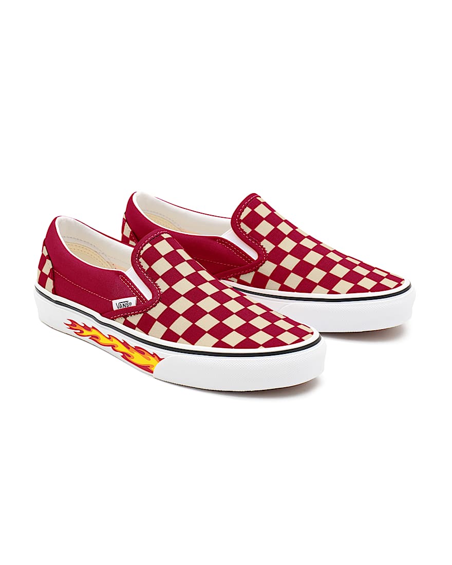 Personalisierbare Red Checkerboard Flame SlipOn VANS Rot HERO