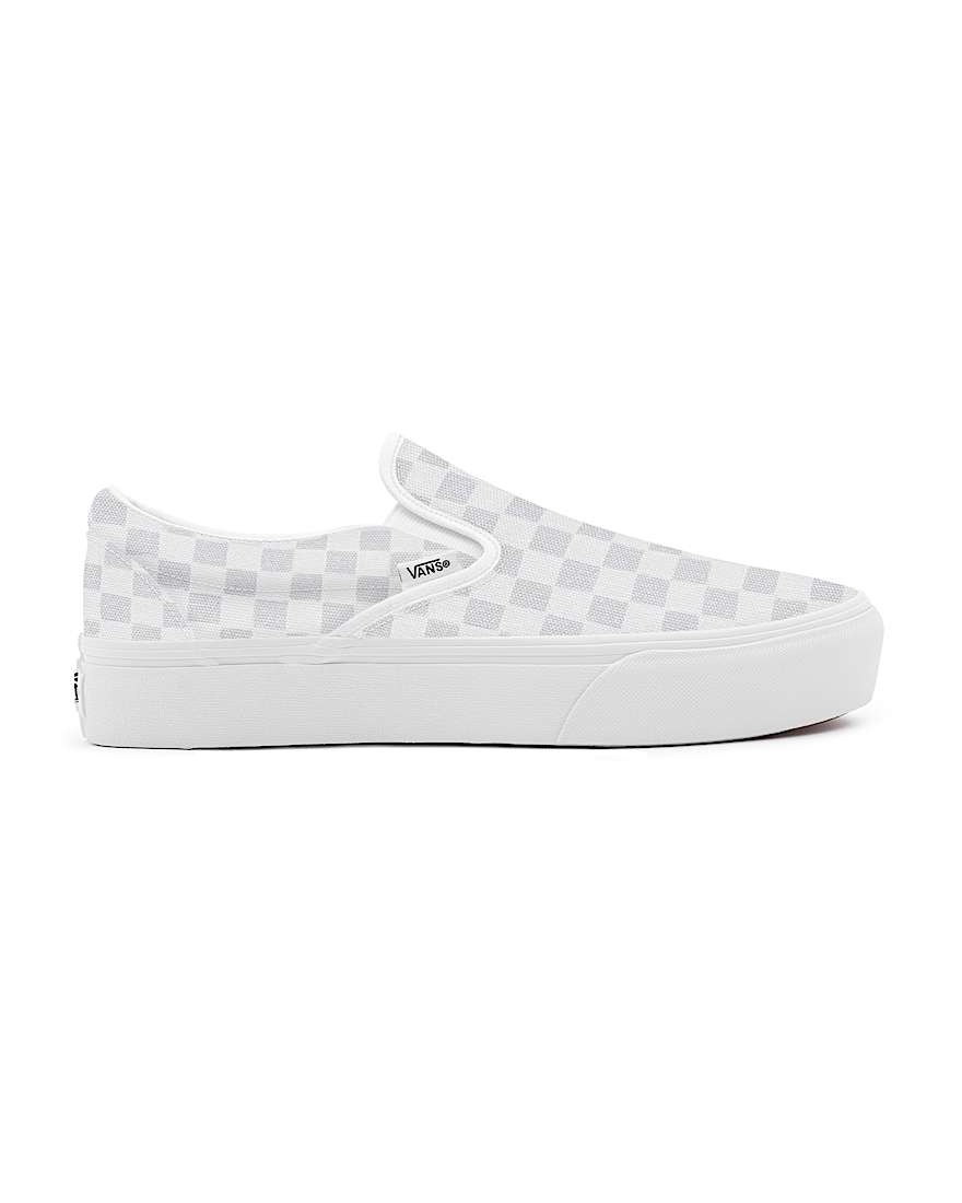 Personalisierbare White Checkerboard SlipOn Platform VANS Wei ALT1