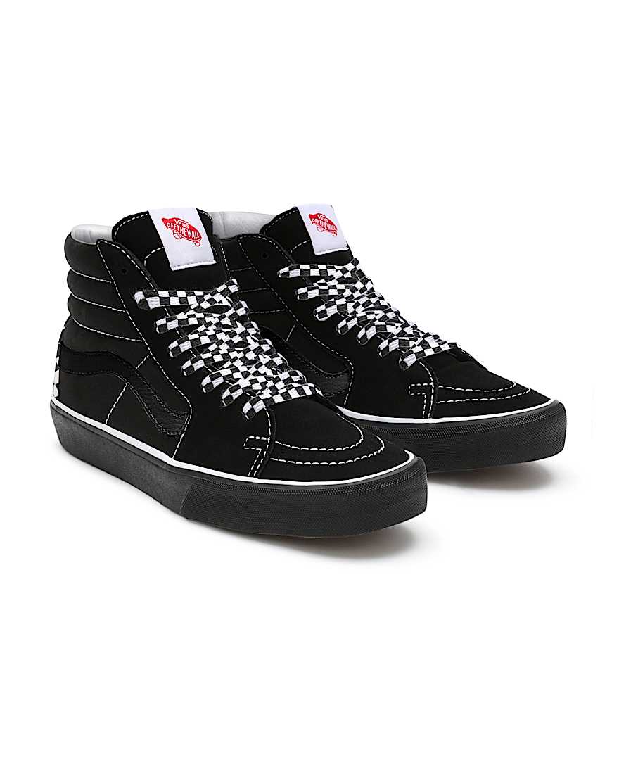 Personalisierbare Checkerboard Black Sk8Hi VANS Schwarz HERO