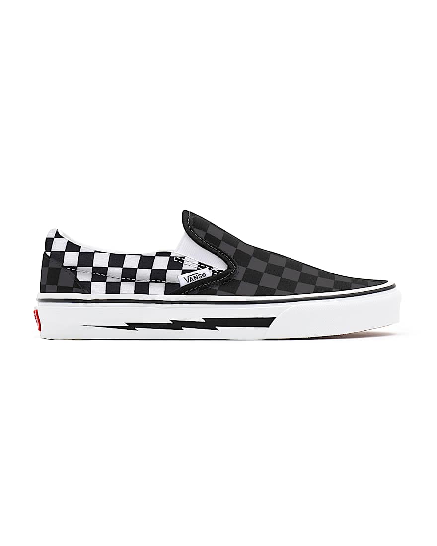 Personalisierbare Lightning Foxing SlipOn VANS SchwarzWei ALT1