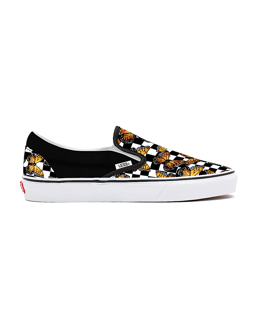 Butterfly Checkerboard SlipOn Personalisierbare VANS SchwarzWei ALT1