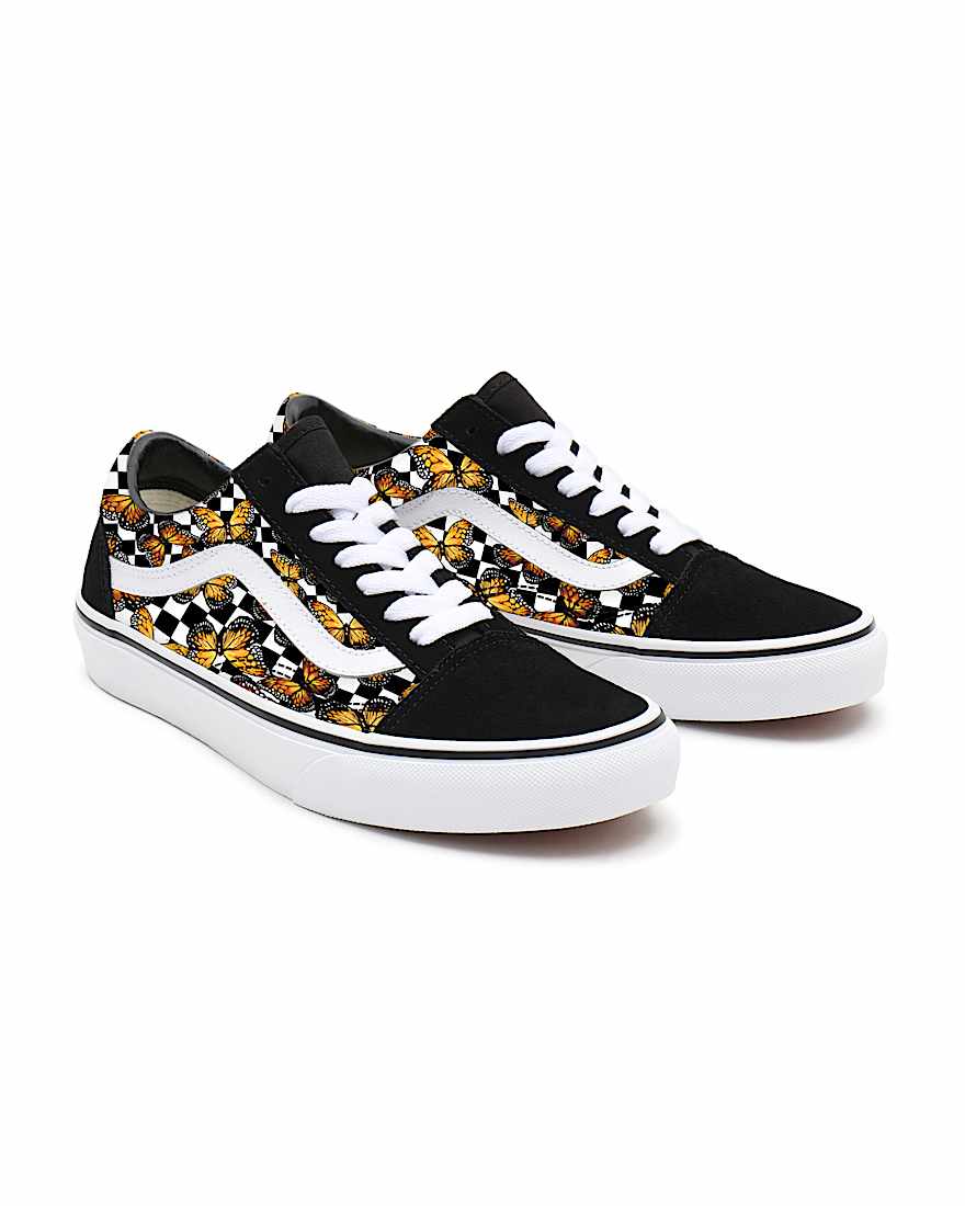 Butterfly Checkerboard Old Skool Personalisierbare VANS SchwarzWei HERO