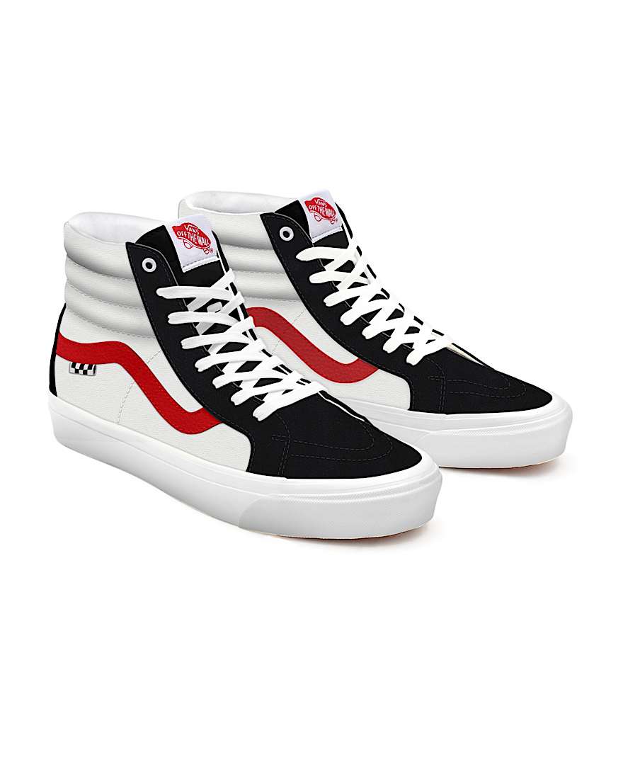 Personalisierbare True White and Black Suede Skate Sk8Hi VANS Schwarz HERO