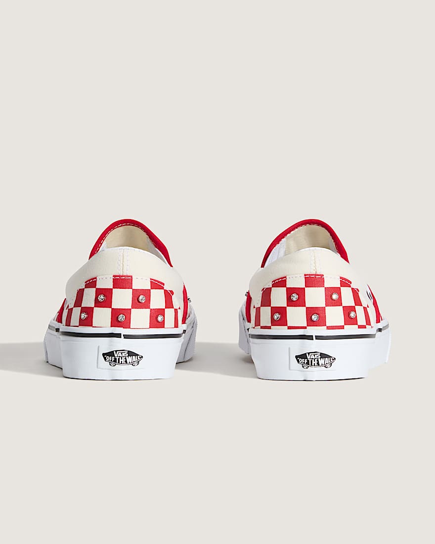 SlipOn Checkerboard Rhinestone Schuhe VANS Rot ALT3