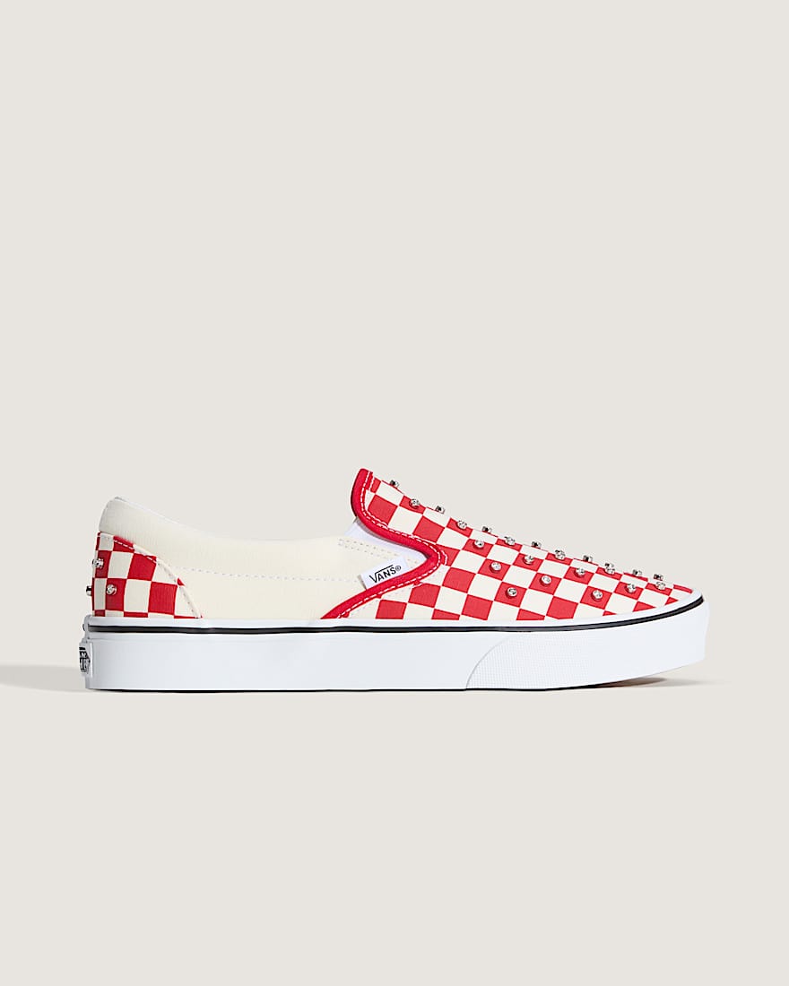 SlipOn Checkerboard Rhinestone Schuhe VANS Rot ALT5