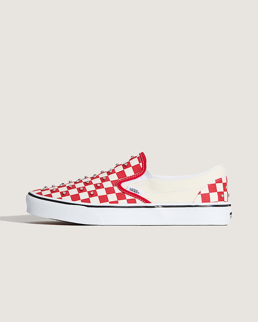 SlipOn Checkerboard Rhinestone Schuhe VANS Rot HERO