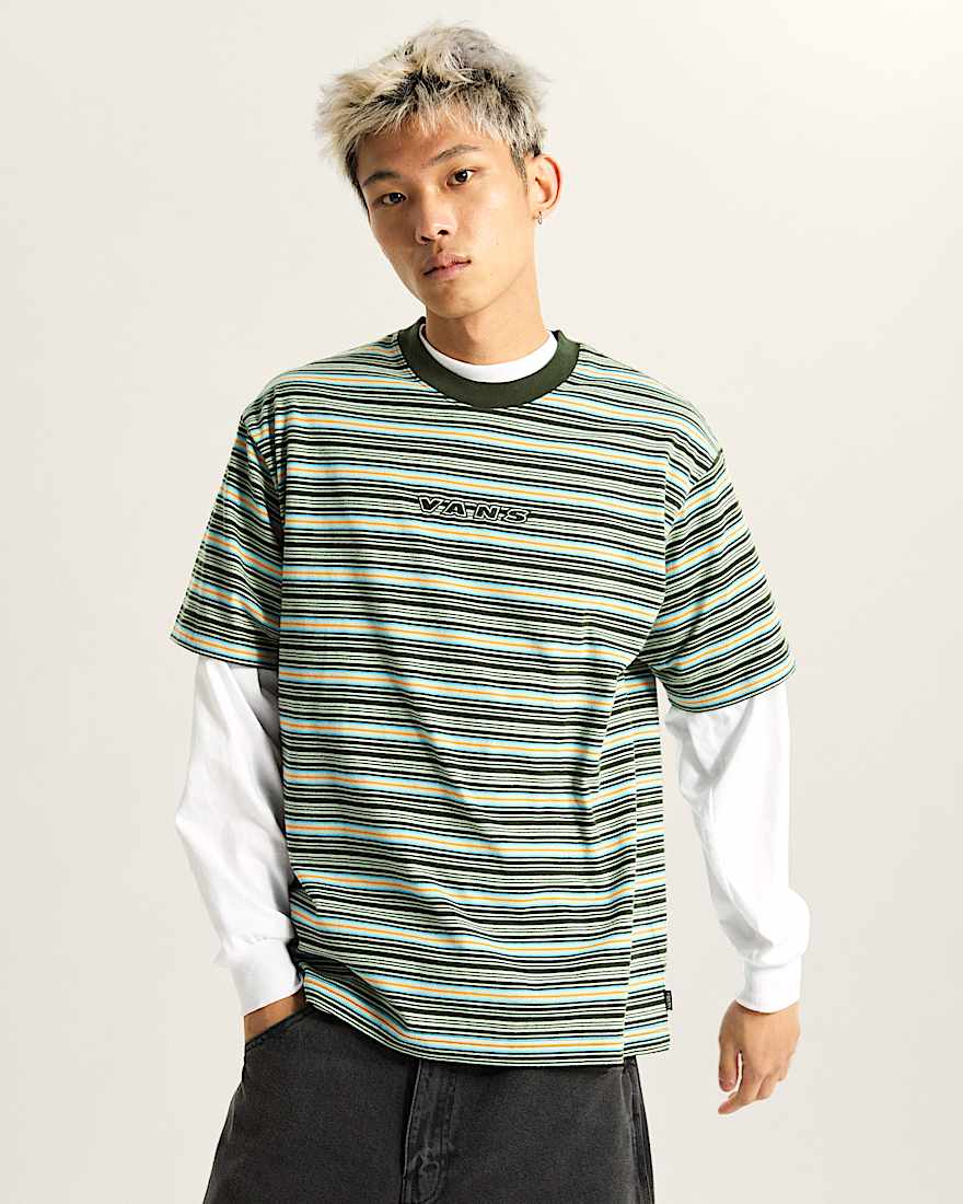 Cameron Stripe TShirt VANS Grn ALT2