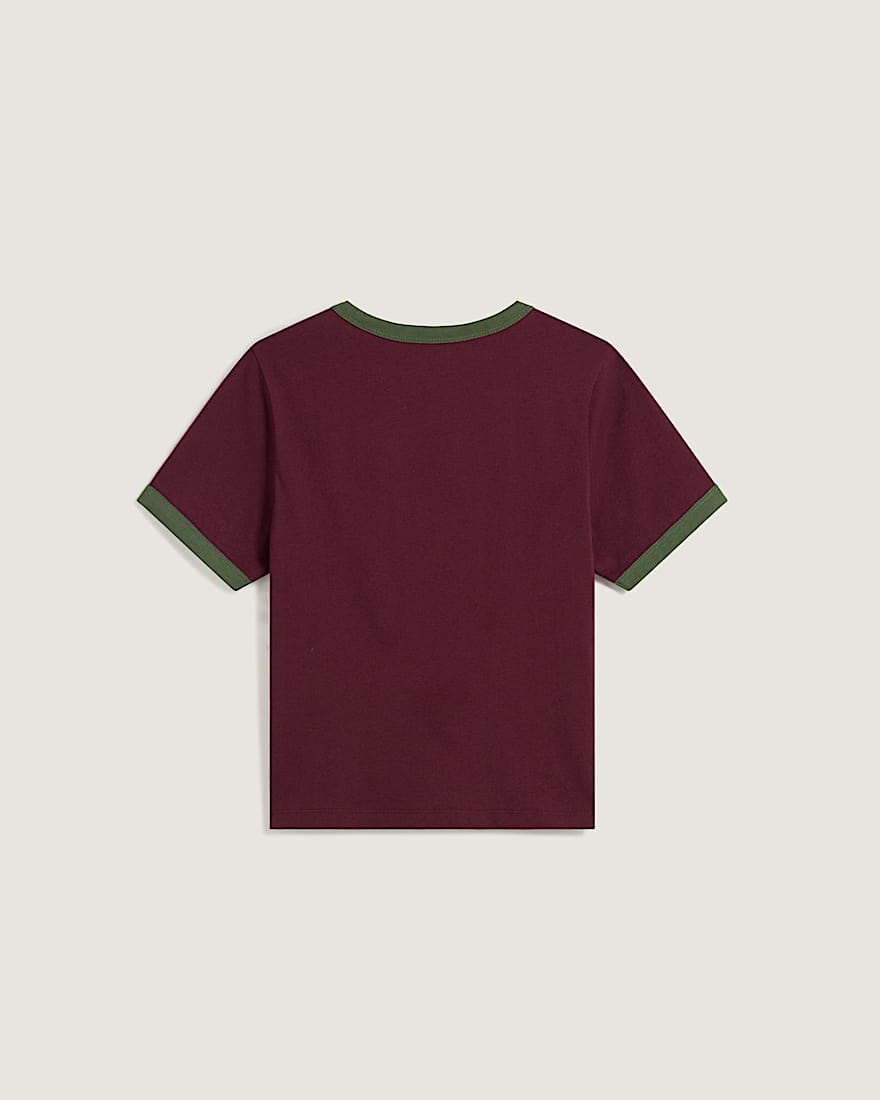 Centre Chest Logo Ringer TShirt VANS Bordeaux ALT1