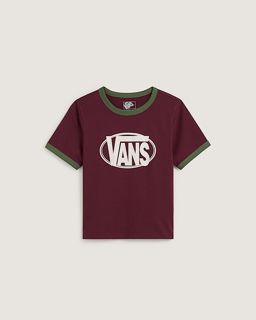 Centre Chest Logo Ringer TShirt VANS Bordeaux HERO