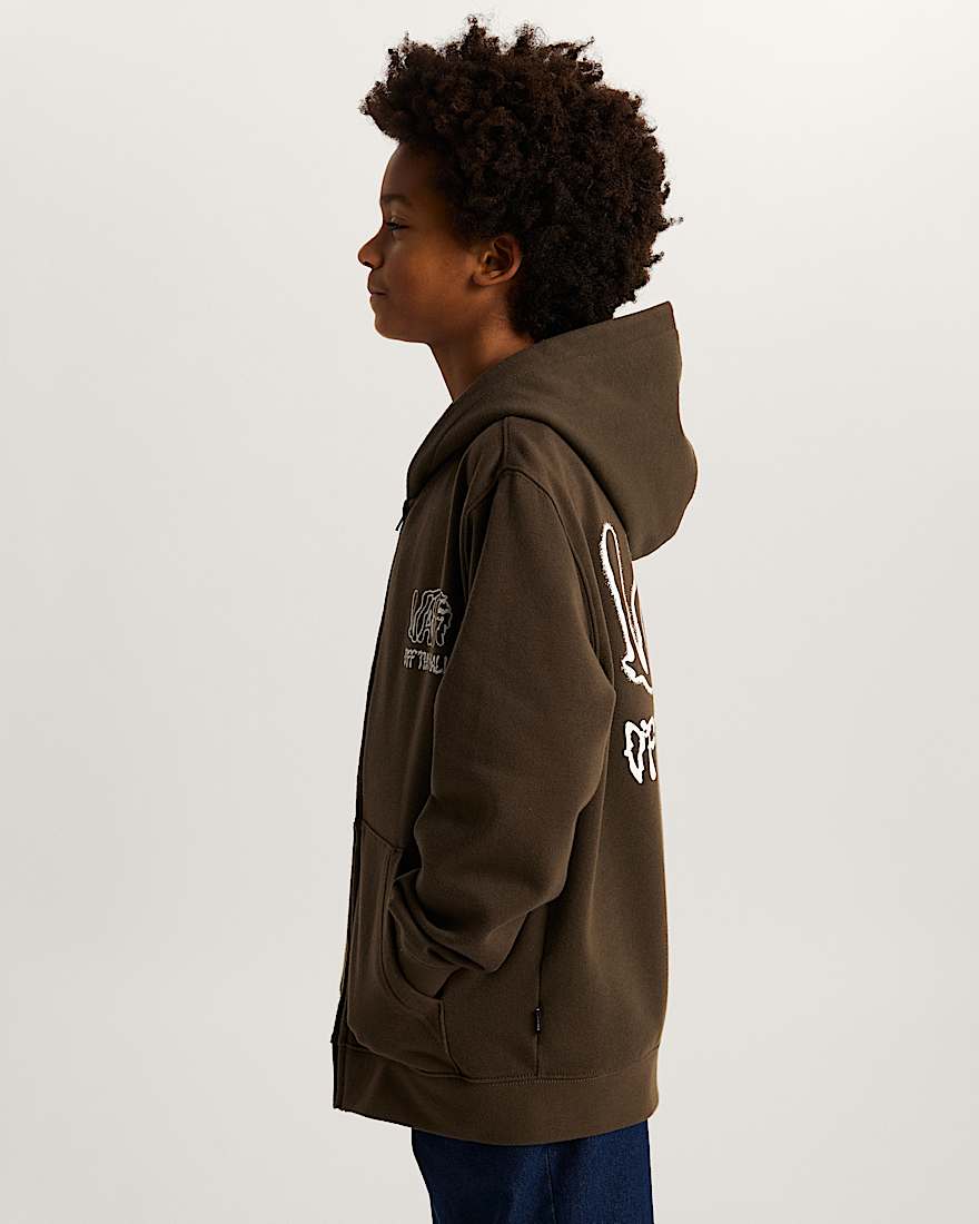 Kinder Rippled Hoodie mit Reiverschluss VANS Braun ALT4