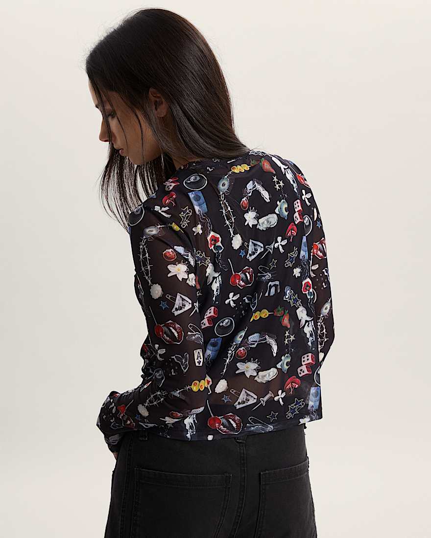 T-shirt à manches longues en tissu résille Ludlow