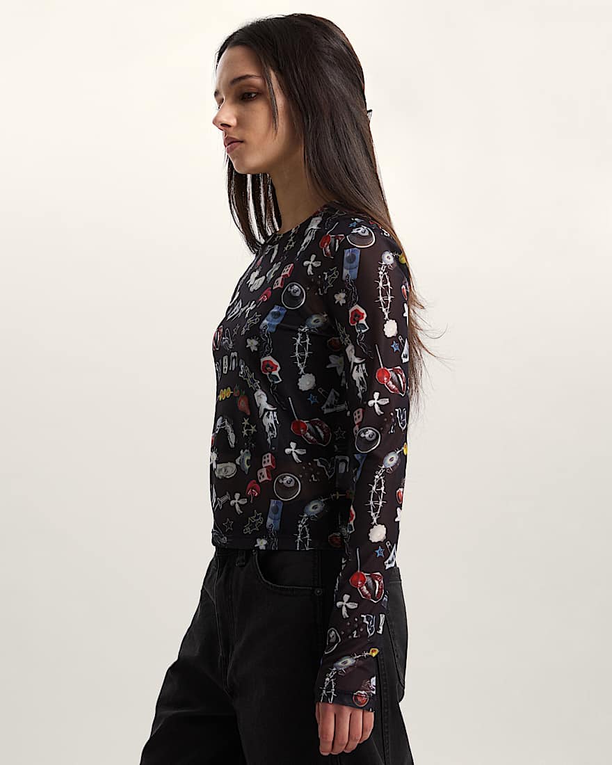 T-shirt à manches longues en tissu résille Ludlow