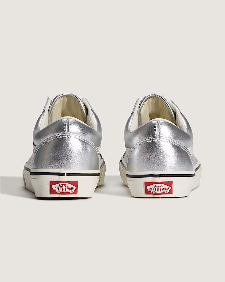 Old Skool LEATHER METALLIC SILVER VANS Silver ALT3