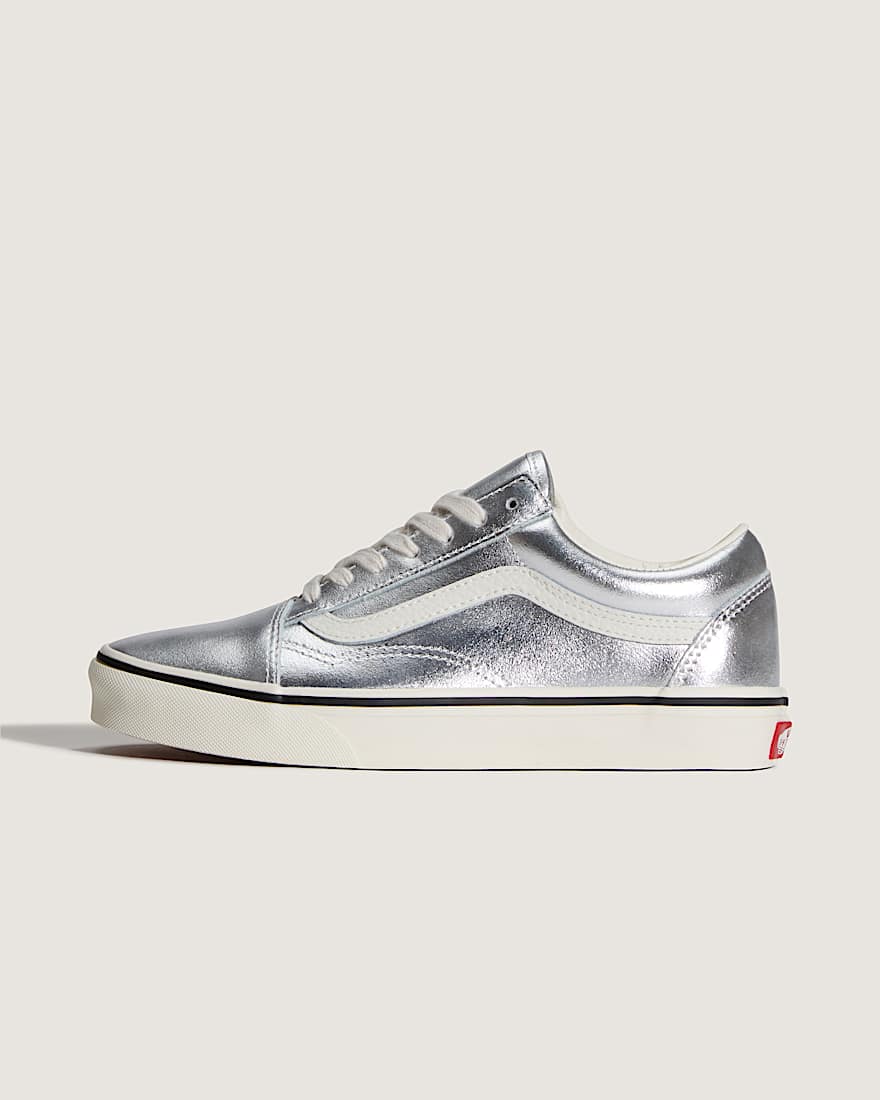 Old Skool LEATHER METALLIC SILVER VANS Silver HERO