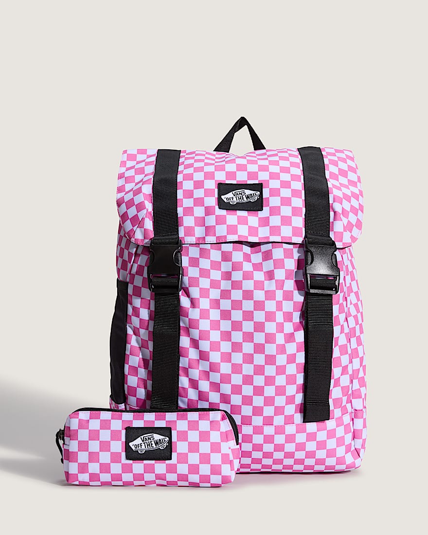Vans Utility Backpack CHECKERBOARD Pink Fizz VANS Rosa HERO