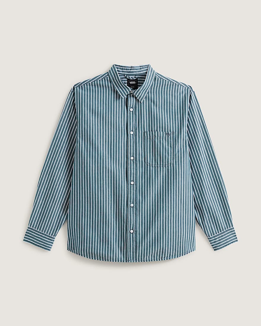 Dobby Stripe LS Shirt Mystic Moss VANS Grn HERO