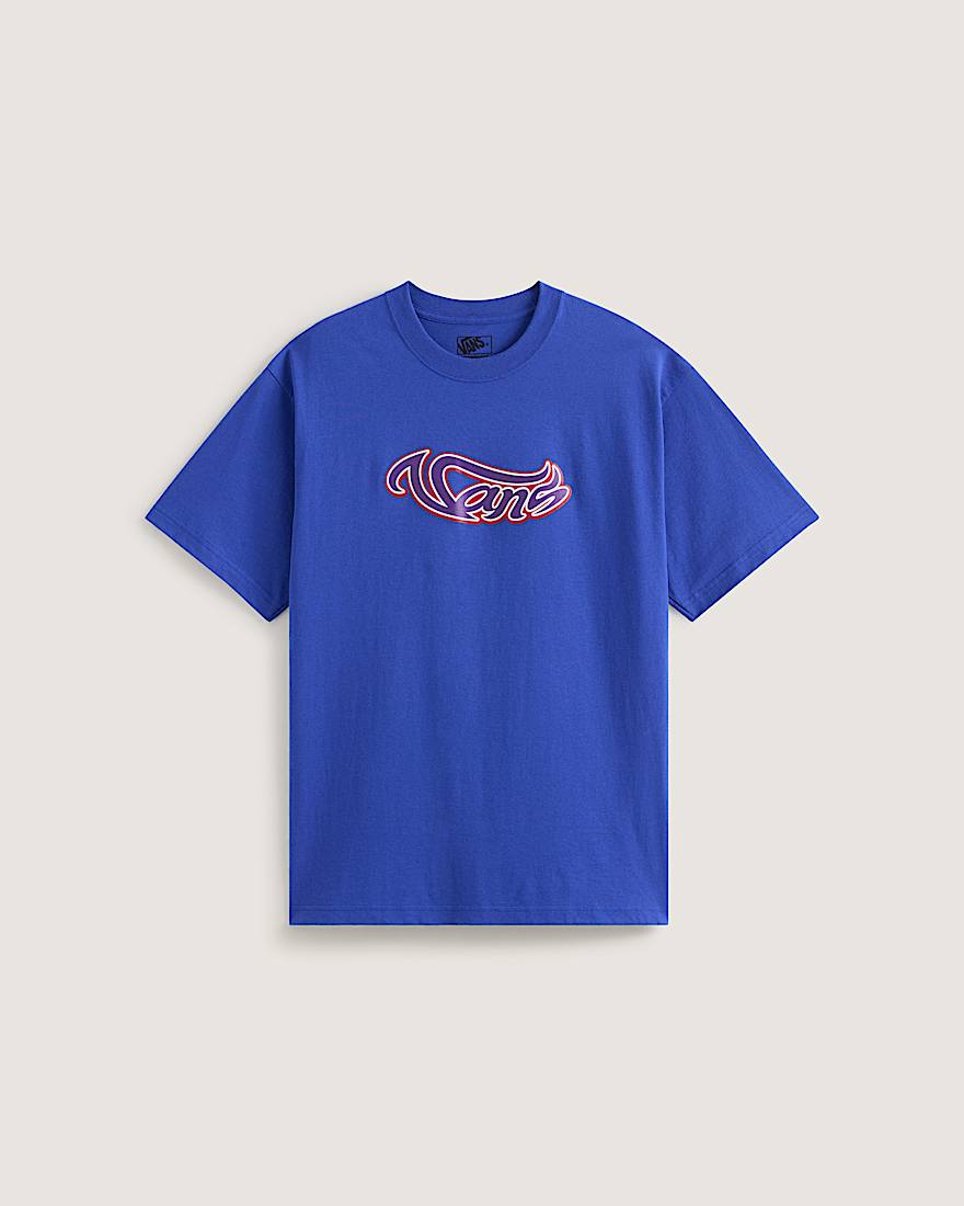 Wavy Script TShirt VANS Blau HERO