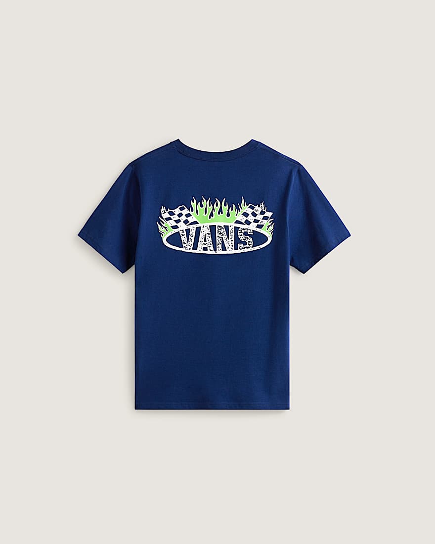 Kinder Racing Flames TShirt 814 Jahre VANS Blau ALT1