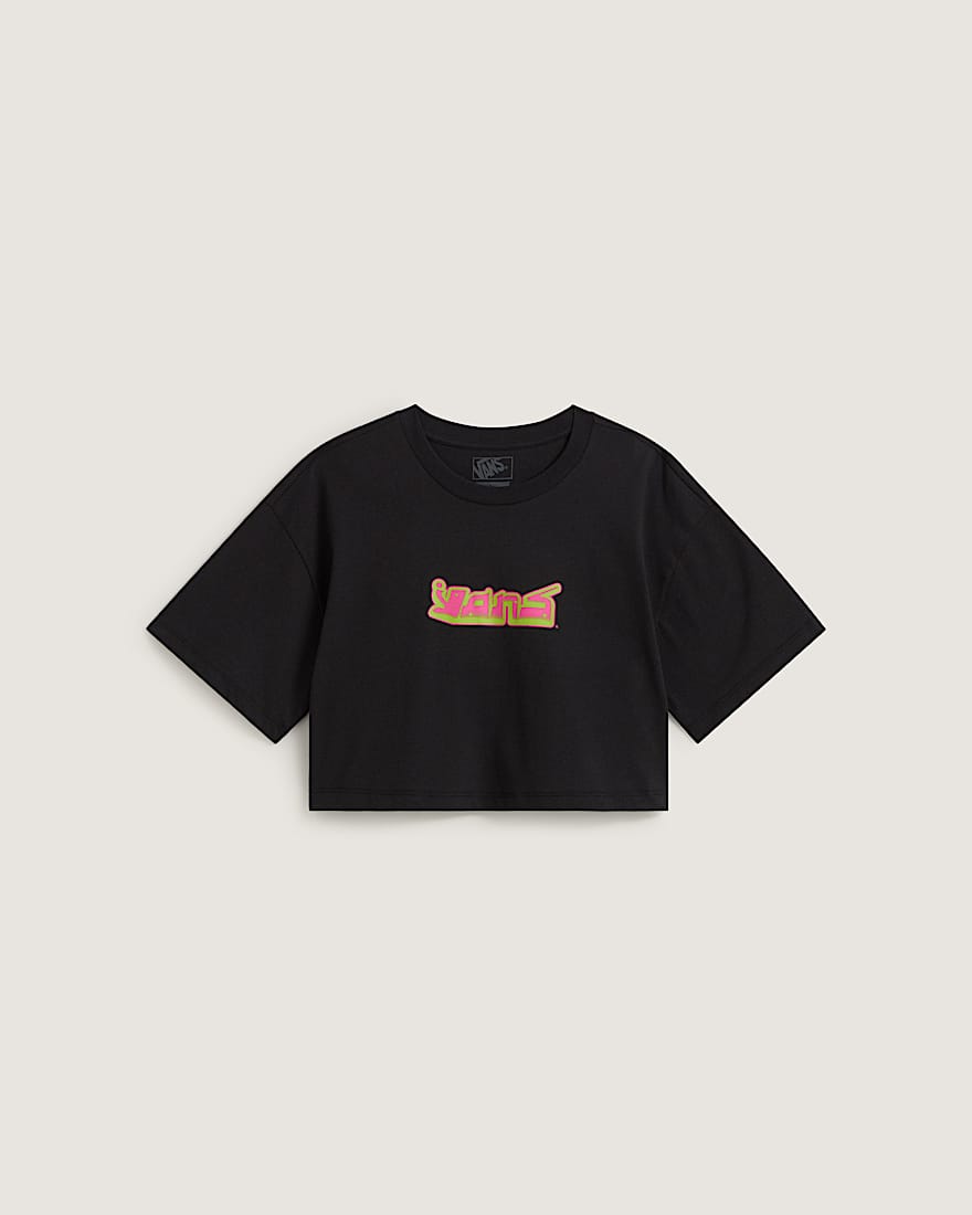 Y2K Boho Relax Crop TShirt VANS Schwarz HERO