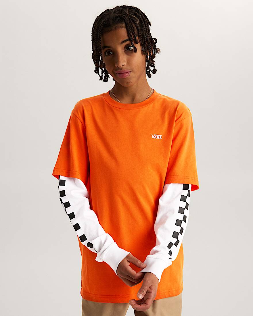 Twofer LangarmTShirt 814 Jahre mit CheckDetails VANS Orange ALT2