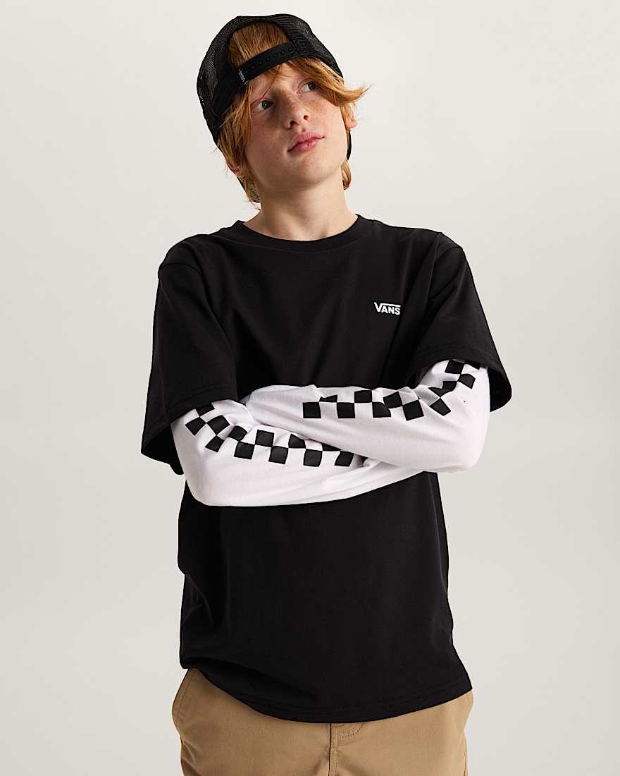 Twofer LangarmTShirt 814 Jahre mit CheckDetails VANS Schwarz ALT2