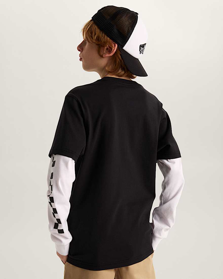 Twofer LangarmTShirt 814 Jahre mit CheckDetails VANS Schwarz ALT3