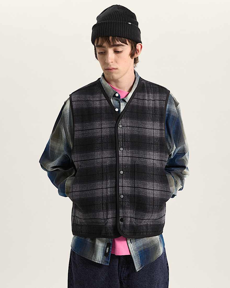 Plaid Homecoming Vest Asphalt VANS Grau ALT2