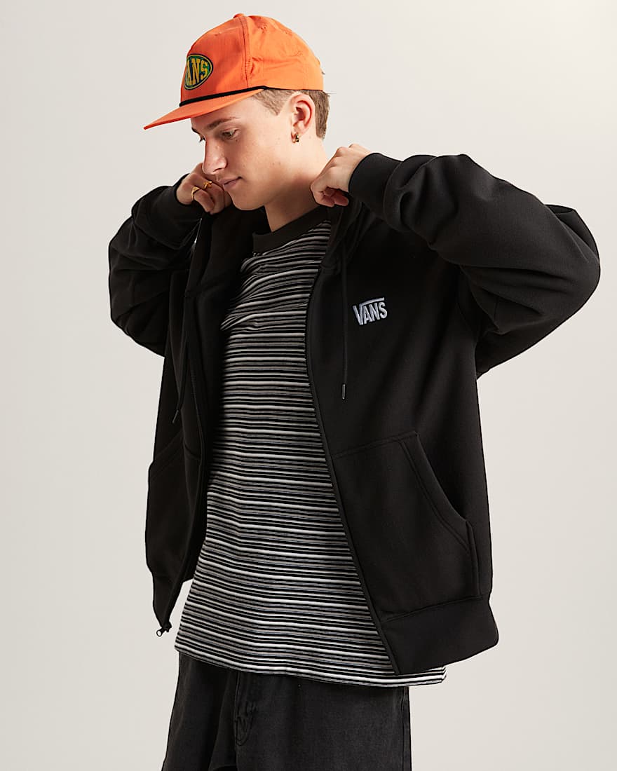StretchKapuzenjacke mit Logo und Reiverschluss VANS Schwarz ALT2