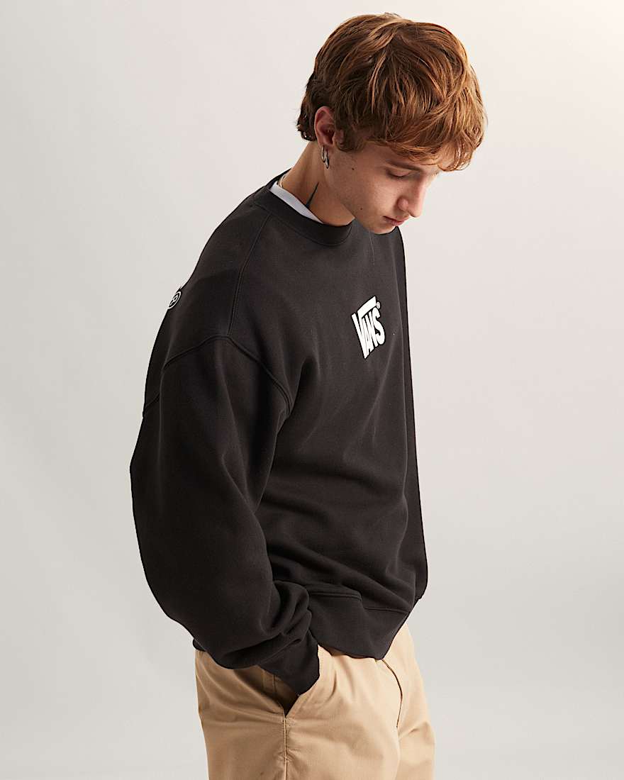 StretchSweatshirt mit Rundhalsausschnitt und Logo VANS Schwarz ALT4