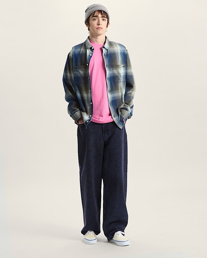 Indigo Plaid LS Woven Mossy Olive VANS Grn ALT5