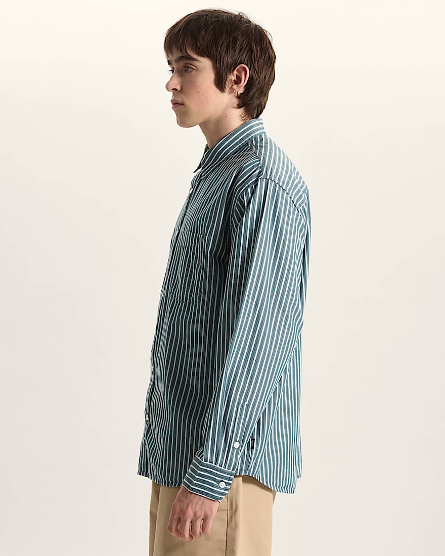 Dobby Stripe LS Shirt Mystic Moss VANS Grn ALT4